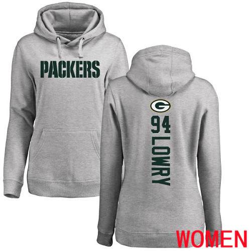 Green Bay Packers Ash Women 94 Lowry Dean Backer Nike NFL Pullover Hoodie Sweatshirts